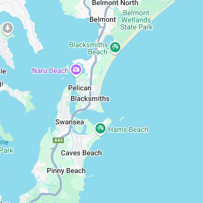 Blacksmiths Beach surf map