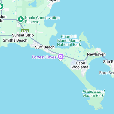 Forrest Caves surf map