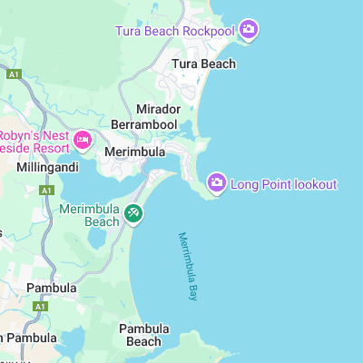 Merimbula bar surf map