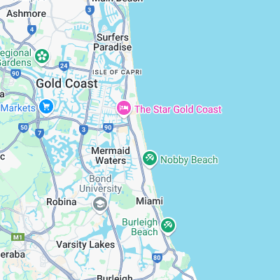 Mermaid Beach surf map