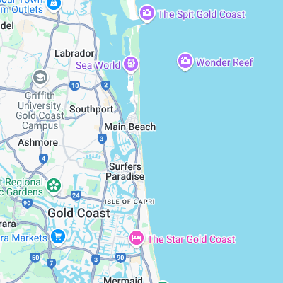 Narrowneck surf map