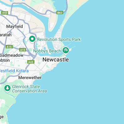 Newcastle Beach surf map