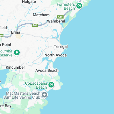 North Avoca surf map