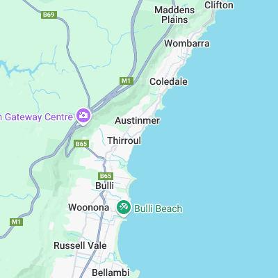 Thirroul surf map