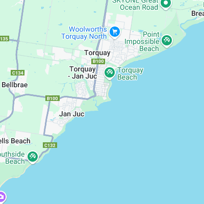 Torquay Point surf map