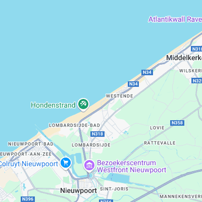 Westende surf map