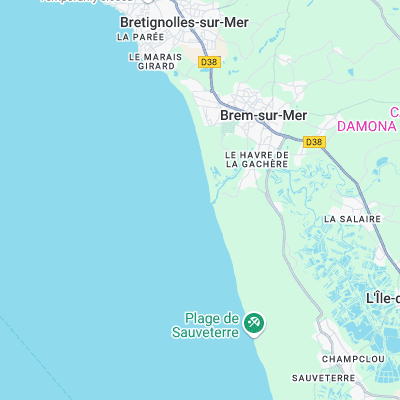 Plage des Granges surf map