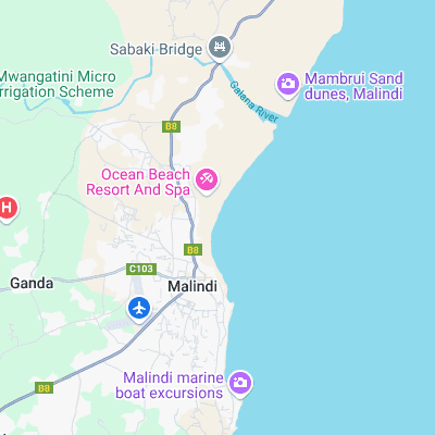 Malindi bay surf map