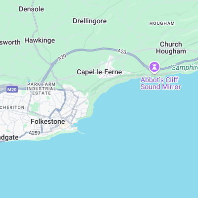 Folkestone East Cliff Sands surf map