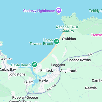 Hayle Towans surf map