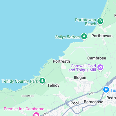 Portreath Harbour Wall surf map