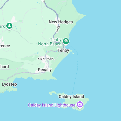 Tenby South Beach surf map