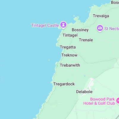 Trebarwith Strand surf map