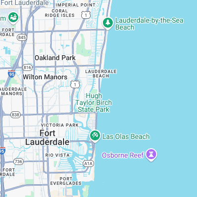 Fort Lauderdale - 14th Street surf map