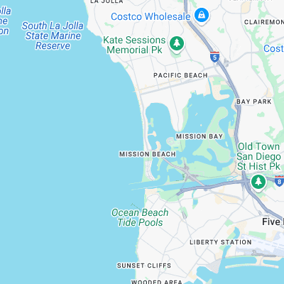 Mission Beach surf map