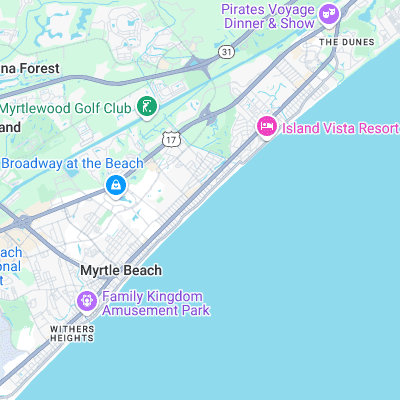 Myrtle Beach 38th to 41st surf map