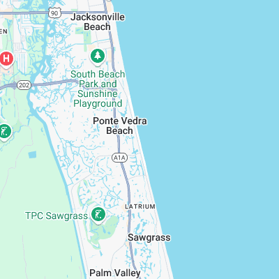 Ponte Vedra surf map