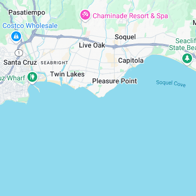 Santa Cruz - RockView St surf map